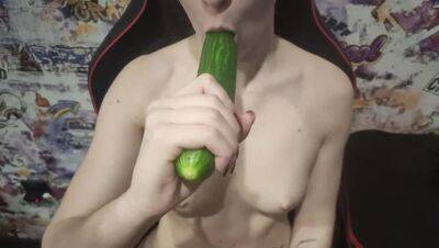 Having fun with a cucumber on girlsporntube.one