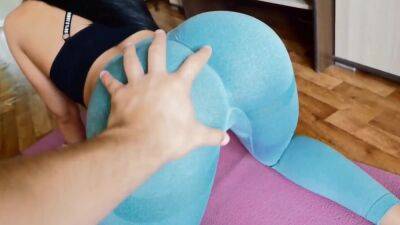 Helping stepmom to warm up during a yoga workout on girlsporntube.one