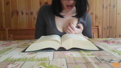 Reading books is so arousing that a brunette orgasms during it - Italy on girlsporntube.one