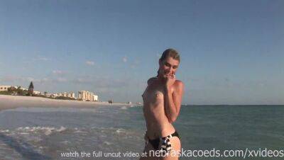 Tiny skinny blonde from st pete florida illegally naked on the beach on girlsporntube.one