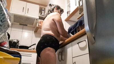 My husband likes to see me wash dishes in my underwear on girlsporntube.one