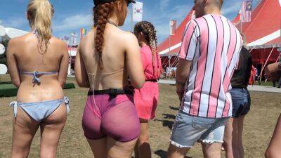 Redhead Seethrough Pink Shorts on girlsporntube.one