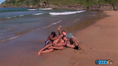 Hardcore Sex On The Beach With A Whorish Brunette on girlsporntube.one