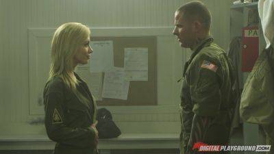 Kayden Kross gets eaten out and screwed by cocky soldier on girlsporntube.one