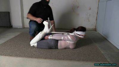 Sarah Roped In White Boots Bondage Porn on girlsporntube.one