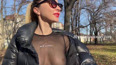 Anastasia Ocean In Beauty Flashes Her Big Boobs While Walking In A Public Park on girlsporntube.one