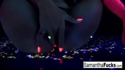 Big Tittied Blonde Loves Masturbating In Uv With Samantha Saint on girlsporntube.one