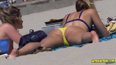 Yellow Bikini Thong Hot Ass Babe At The Beach on girlsporntube.one