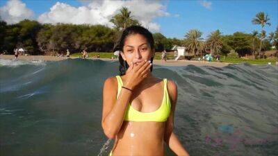 Loud treat for this cute Latina teen after a nice foreplay in the car on girlsporntube.one