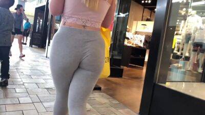 Sexy Blonde bubble in tight leggings on girlsporntube.one