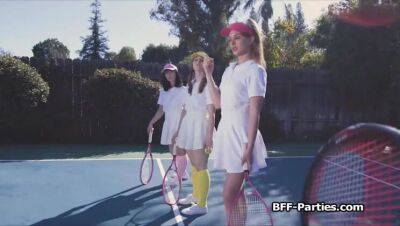 Tennis coach fucks three besties after training on girlsporntube.one