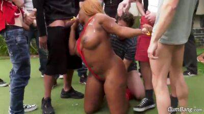 Thick Ebony Babe Outdoor Facial And Bukkake on girlsporntube.one