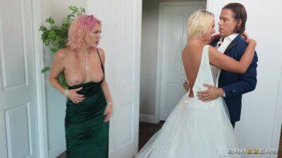 Spicy females swap the dick on the wedding day for ruthless FFM kinks on girlsporntube.one