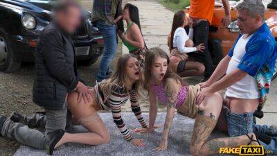 Outdoor orgy leads these fine women to mind-blowing pleasures on girlsporntube.one