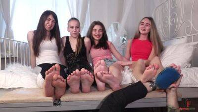 Quadruple tickle pleasure - ticklish young feet and upperbody on girlsporntube.one