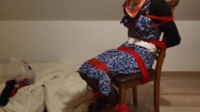 Girl Chairtied With Ropes And Scarf on girlsporntube.one