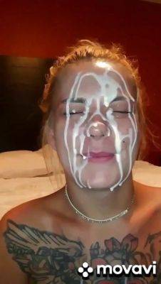 18yo blonde teen slut gets cum on face - facial - Russia on girlsporntube.one