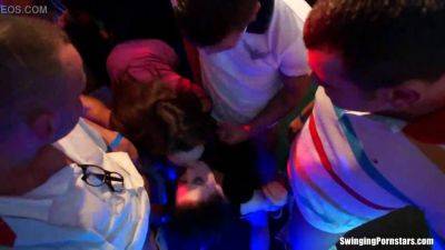 Wild club orgy with sexy babes dancing and fucking hard on girlsporntube.one