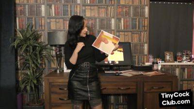 SPH babe in leather talking humiliatingly about small dongs on girlsporntube.one