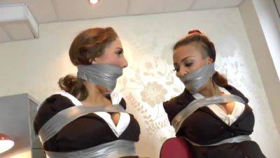 Gina and ruby taped up in chair - Britain on girlsporntube.one