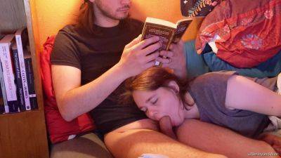 My boyfriend loves to read a book while I keep his cock in my mouth. on girlsporntube.one