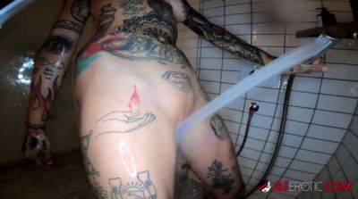 Lucy ZZZ gets her inked body pounded hard in the shower on girlsporntube.one