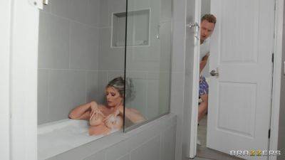 Spicy sex treat for mommy after the needy stepson spies on her in the tub on girlsporntube.one