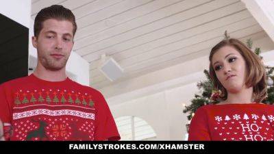 Milane Blanc & Riley Mae get naughty during the holidays with their familystrokes on girlsporntube.one