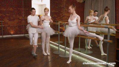 Alluring ballerinas gets the dick they want in flawless threesome kinks on the dance floor on girlsporntube.one