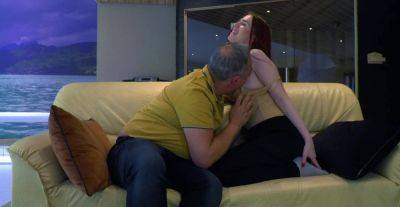 Alluring redhead loves getting intimate with her curious stepdad on girlsporntube.one