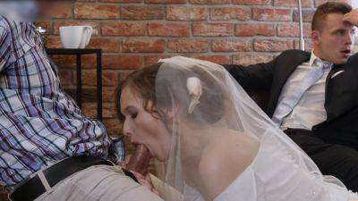 Bride rides father-in-law's dick and swallows in the end on girlsporntube.one