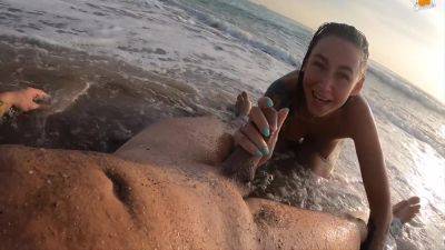 Real Couple Having Fun On A Nudist Beach. Sexy Wet Blowjob on girlsporntube.one