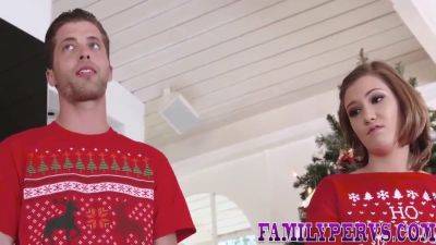 Stepbro gets nailed by his hot stepdaughter after a Christmas blowjob on girlsporntube.one