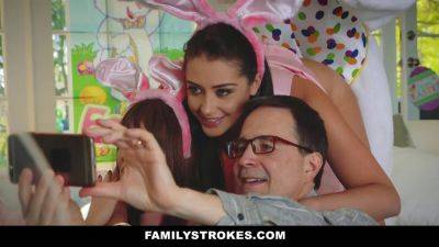 Tommy Gunn, Krissy Lynn & Avi Love in a wild family strokes cosplay with Easter Bunny Stepuncle on girlsporntube.one