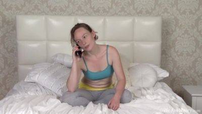 Ana Molly Pleasures Herself With Glass Toy in Bed on girlsporntube.one