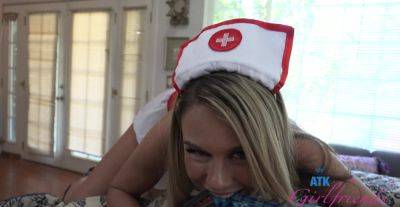 Cute babe in nurse uniform tries cock in every hole while sharing the best POV on girlsporntube.one