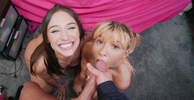 Sweet bitches play together in flawless POV threesome on girlsporntube.one