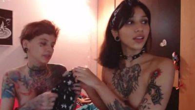 Two girls with tattoos show what they can do with hot pussy on girlsporntube.one