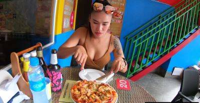 Pizza before making a homemade sex tape with his busty Asian girlfriend - Thailand on girlsporntube.one