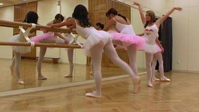 Needy ballerinas are enjoying a nice oral play on the dance floor on girlsporntube.one