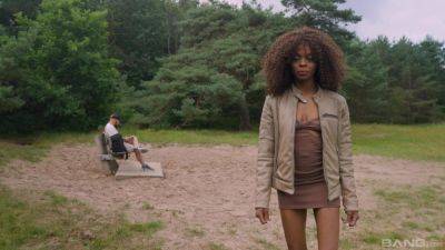 Curly black doll tries random man's huge dick in a dirty outdoor play on girlsporntube.one