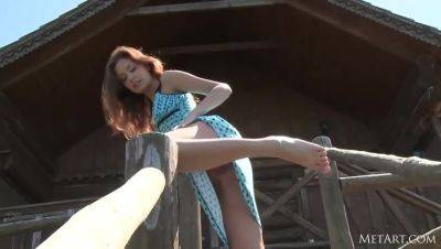 Outdoor Striptease with Brunette Irina on girlsporntube.one