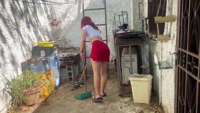 Stepdaughter Bibi in Skirt Washes Clothes - I Can't Resist Her Backside on girlsporntube.one