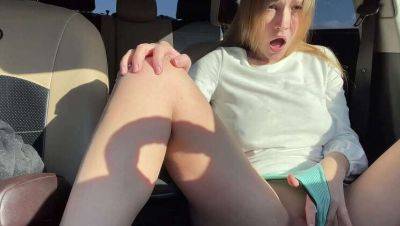 Blonde Mom's Car Masturbation with Big Black Dildo - Russia on girlsporntube.one