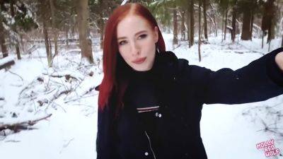 Molly Redwolf - Fucked A Naked Bitch In The Winter Forest. Cum In Her Mouth on girlsporntube.one