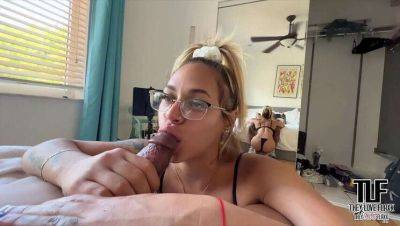 Sexy Latina in Glasses Gives Hot Blowjob and Swallow on girlsporntube.one