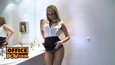 POV - Glasses-Wearing Receptionist Aleska Diamond Gives You an Office Blowjob on girlsporntube.one