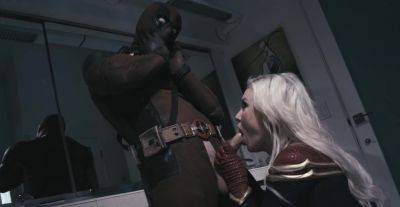 Deadpool tries hot blonde's tight holes after a generous BJ on girlsporntube.one