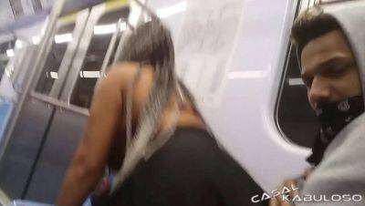 Caah Kabulosa & Vinny Kabuloso Public Quickie on Subway - Big Dick Latina & Ebony Tattooed Babe - Brazil on girlsporntube.one