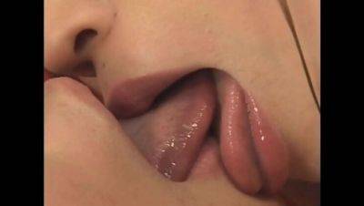 Hot Asian Lesbians Yui Hatano & Yui Oba Kissing Closeup Sloppy Action on girlsporntube.one